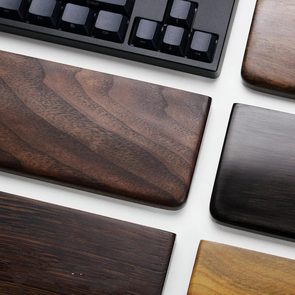 Solid black walnut wood hand rest wrist pad for mechanical keyboard, 300mm length, flat style A