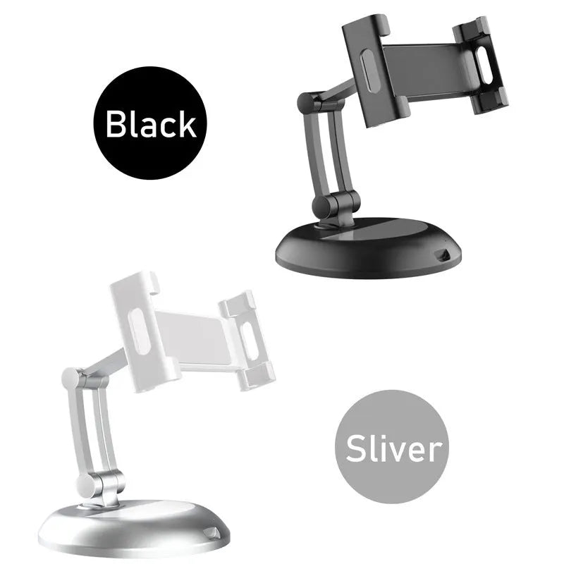 Portable multifunctional mobile phone support shelf in black on a desk holding a smartphone
