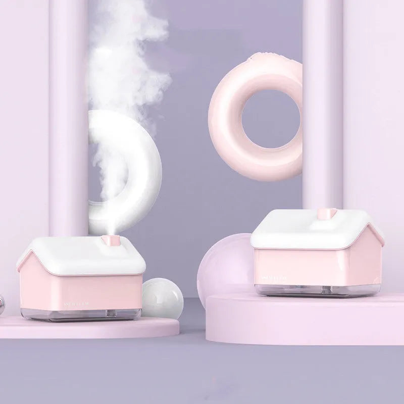White igloo-shaped ultrasonic humidifier and essential oil diffuser with LED light and USB cable