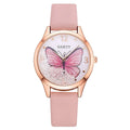 Gaiety women's quartz watch with rhinestone butterfly decoration on a round dial with leather strap.
