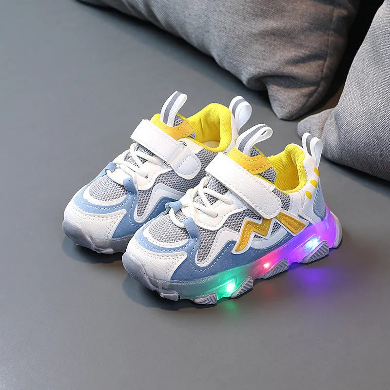 Kids breathable mesh sneakers with velcro fastening in black, pink and grey colours
