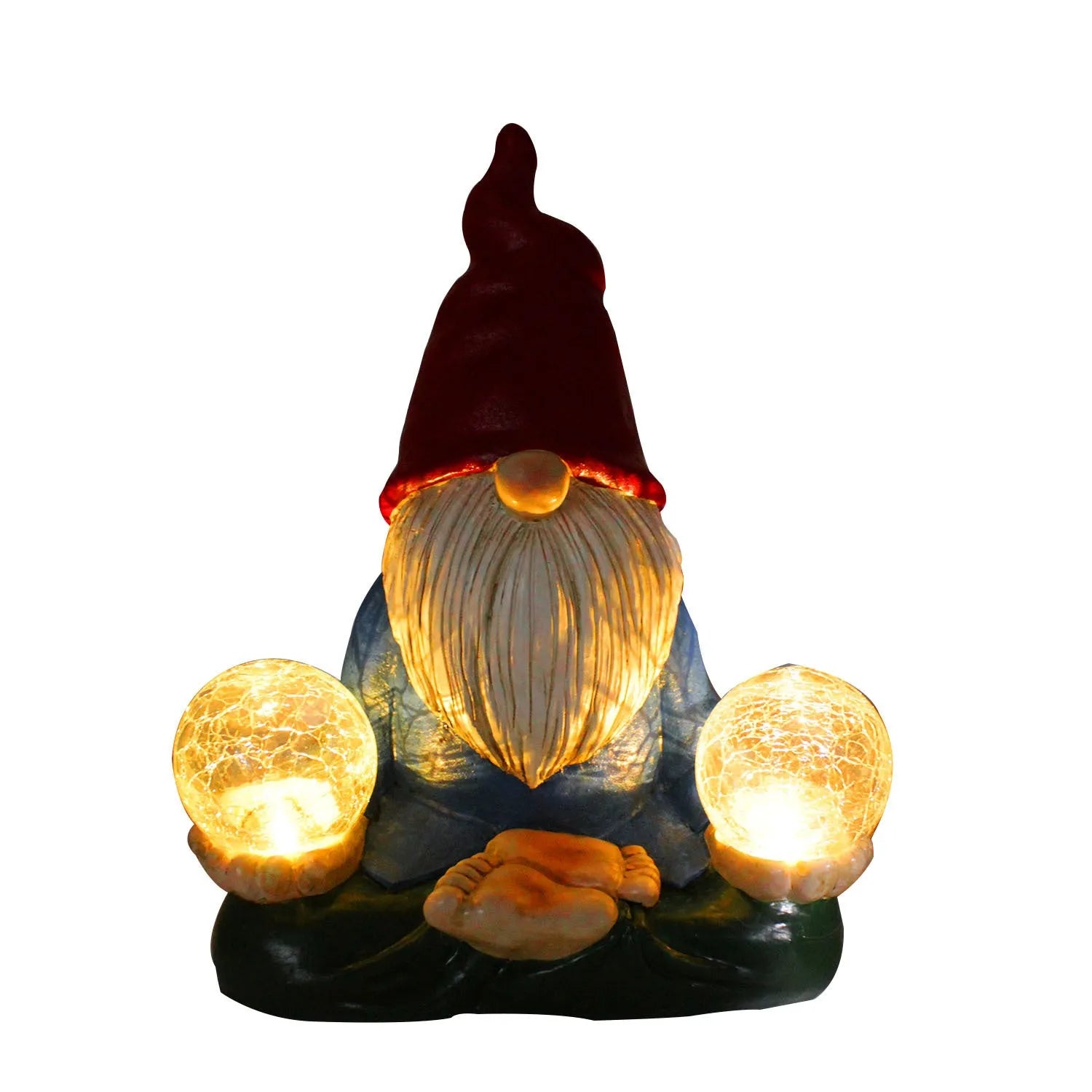 Solar LED resin dwarf doll outdoor garden statue with faceless old man design