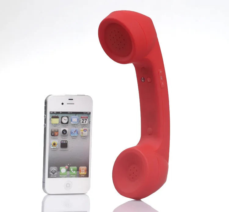 Retro-style Bluetooth wireless headset microphone in hanging-ear design, shown in multiple colour options.