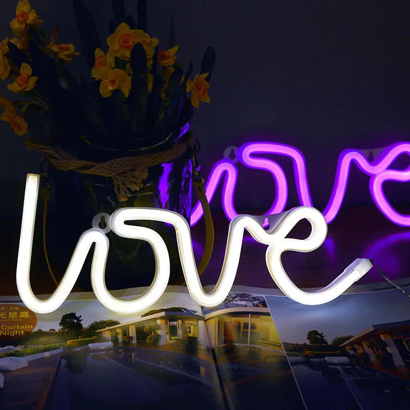 LED neon sign light with silicone shell in pink or warm white colour options