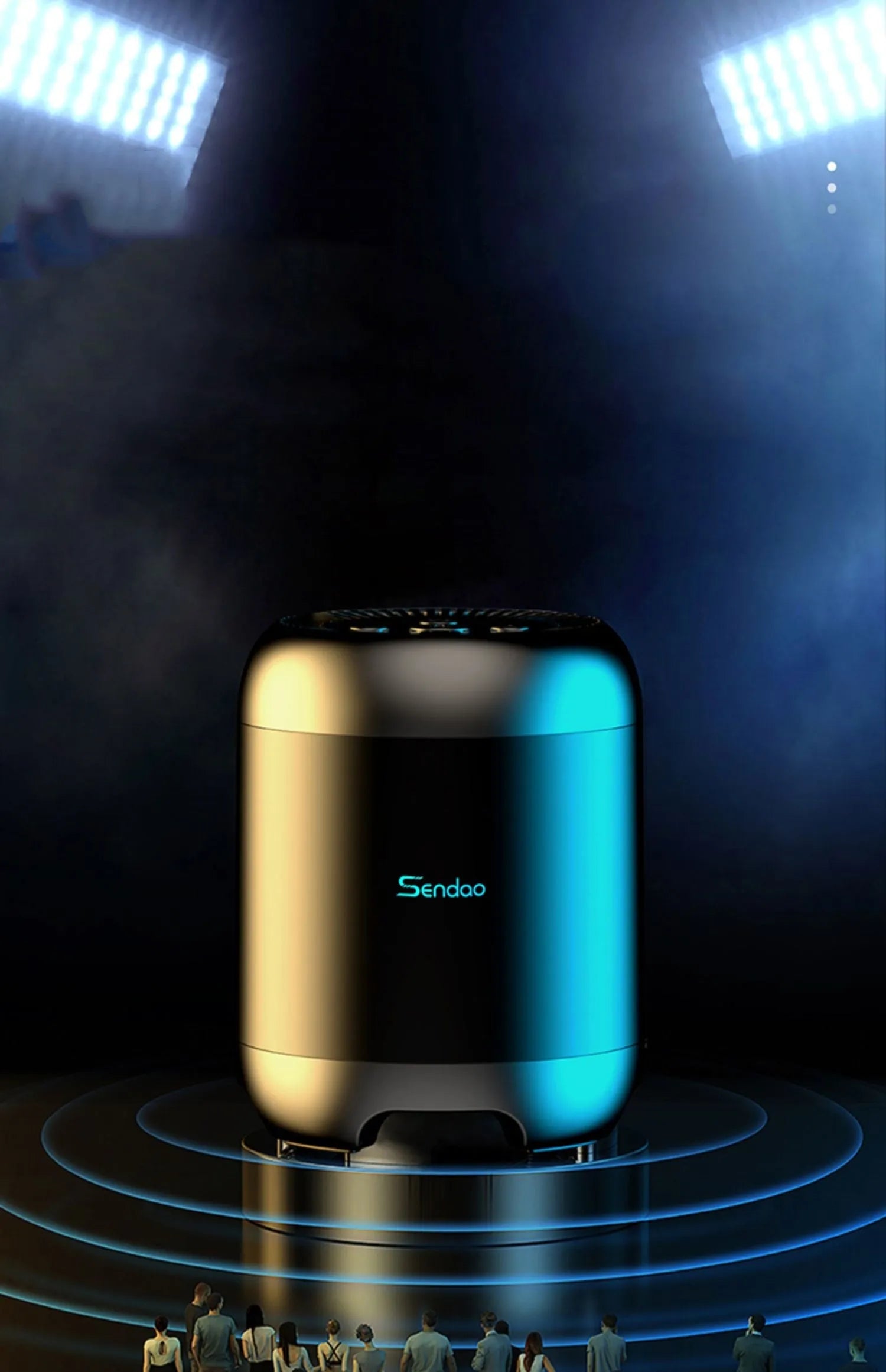 Small black or white wireless Bluetooth speaker with card reader slot measuring 90x73x73mm