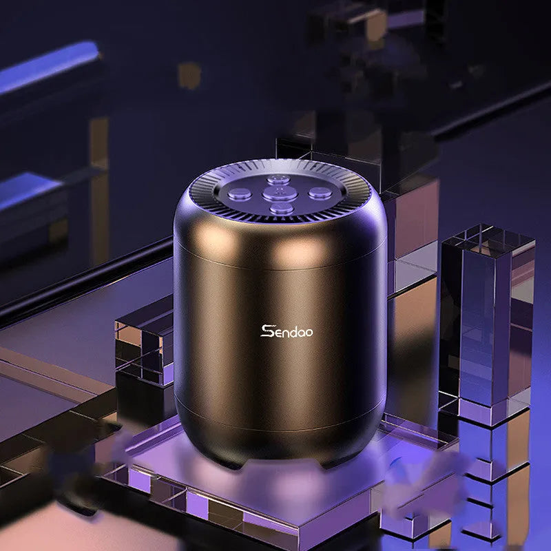Small black or white wireless Bluetooth speaker with card reader slot measuring 90x73x73mm