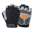Pair of half finger fitness gloves in frosted nylon with non-slip pattern, available in multiple colours and sizes