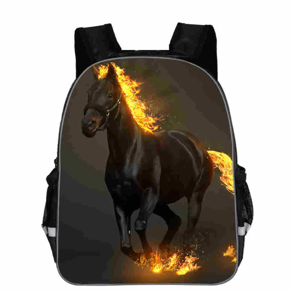 Horse animal head cartoon design school backpack for children in multiple colours and sizes