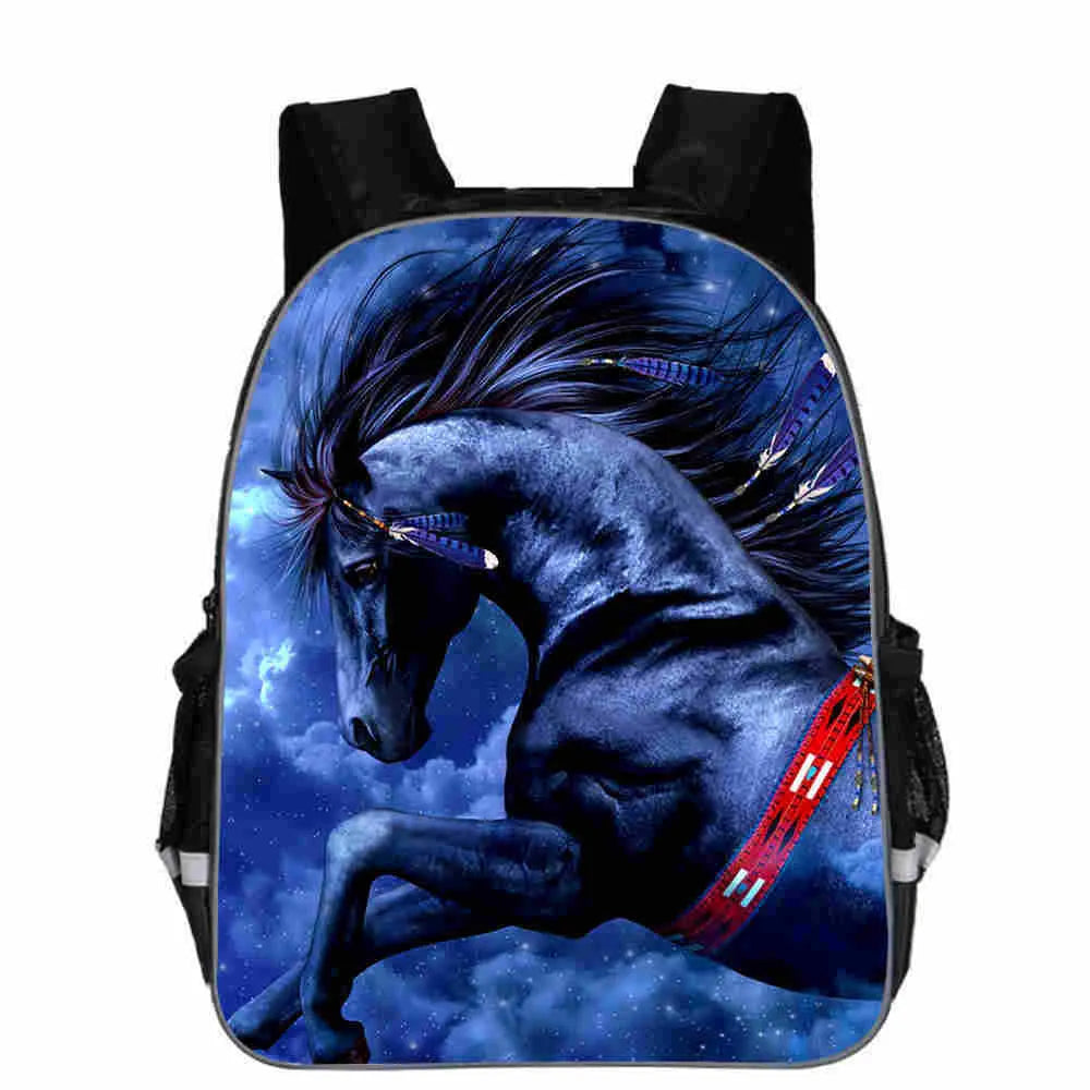 Horse animal head cartoon design school backpack for children in multiple colours and sizes