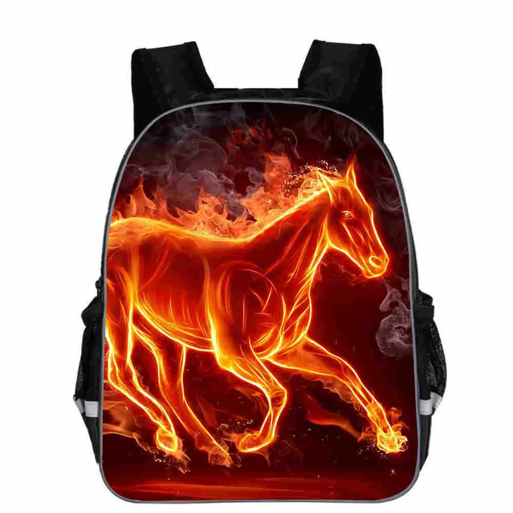 Horse animal head cartoon design school backpack for children in multiple colours and sizes