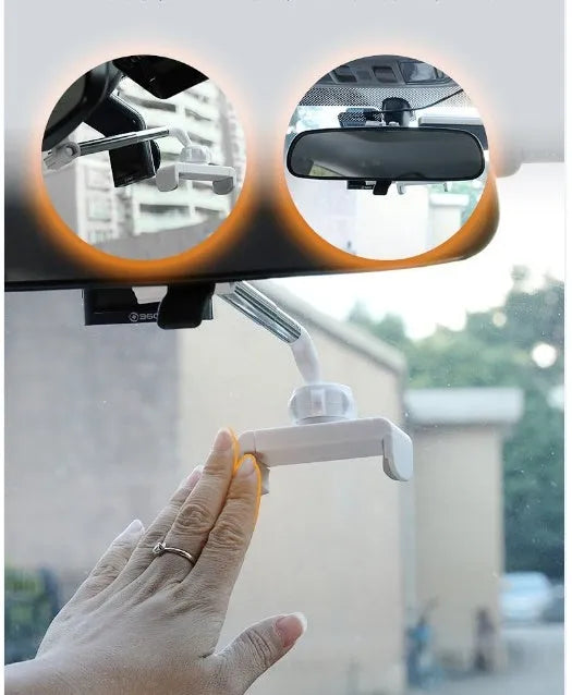 Black car mobile phone holder snapped onto rearview mirror cylindrical support frame