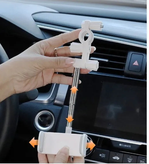 Black car mobile phone holder snapped onto rearview mirror cylindrical support frame