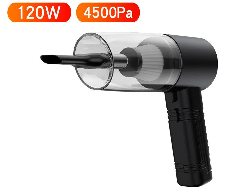 Portable car vacuum cleaner with accessories in black or white colour options
