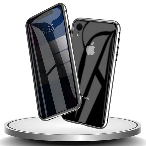 Tempered glass clamshell anti-spy phone case in multiple colours for iPhone models