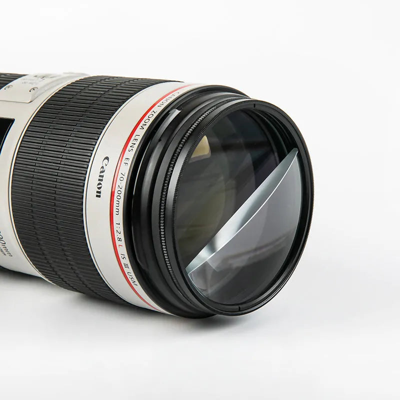 77mm half moon mirror split focus filter for SLR DSLR cameras with cleaning cloth and protective bag