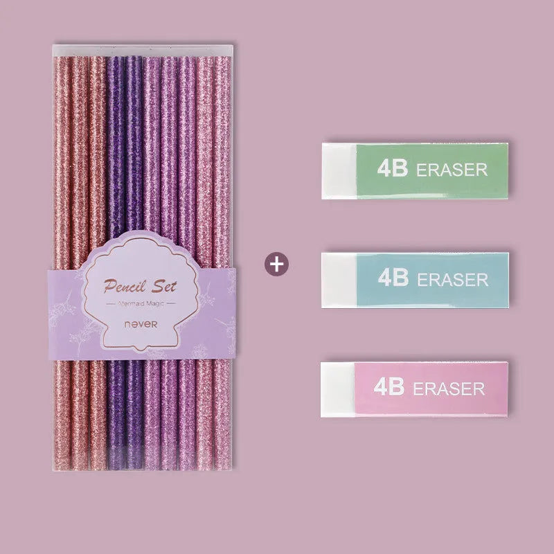 Mixed colour HB pencil pack with 10 pieces in display box including rubbing rod for quality testing