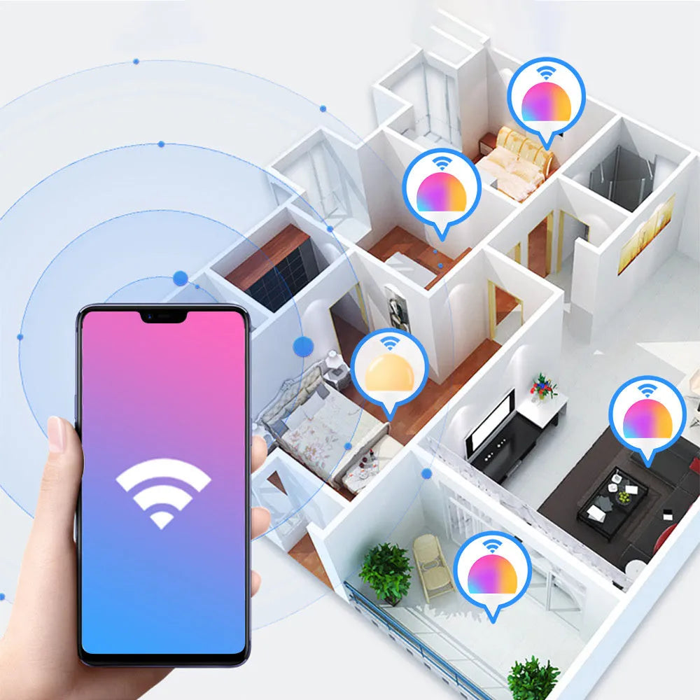 15W WiFi smart light bulb with RGB colour and white light options for E27 and B22 fittings