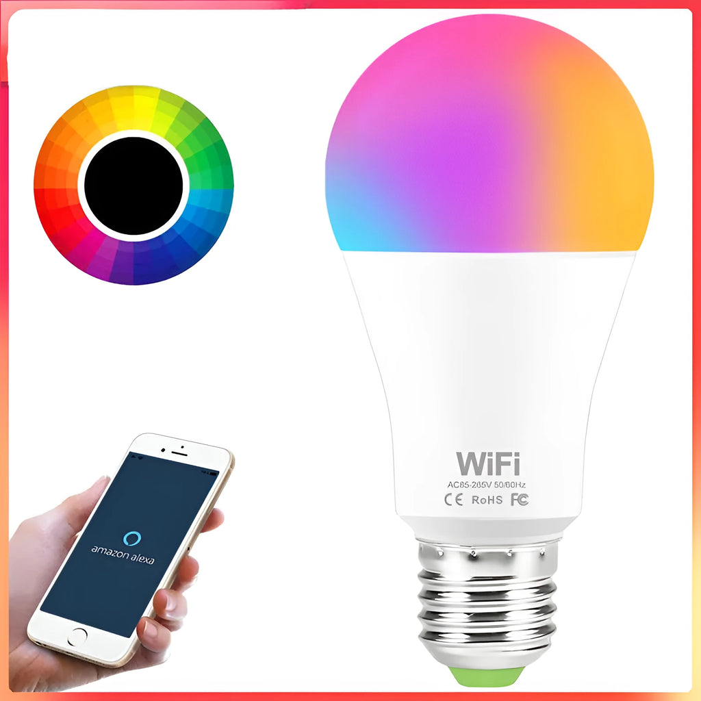 15W WiFi smart light bulb with RGB colour and white light options for E27 and B22 fittings