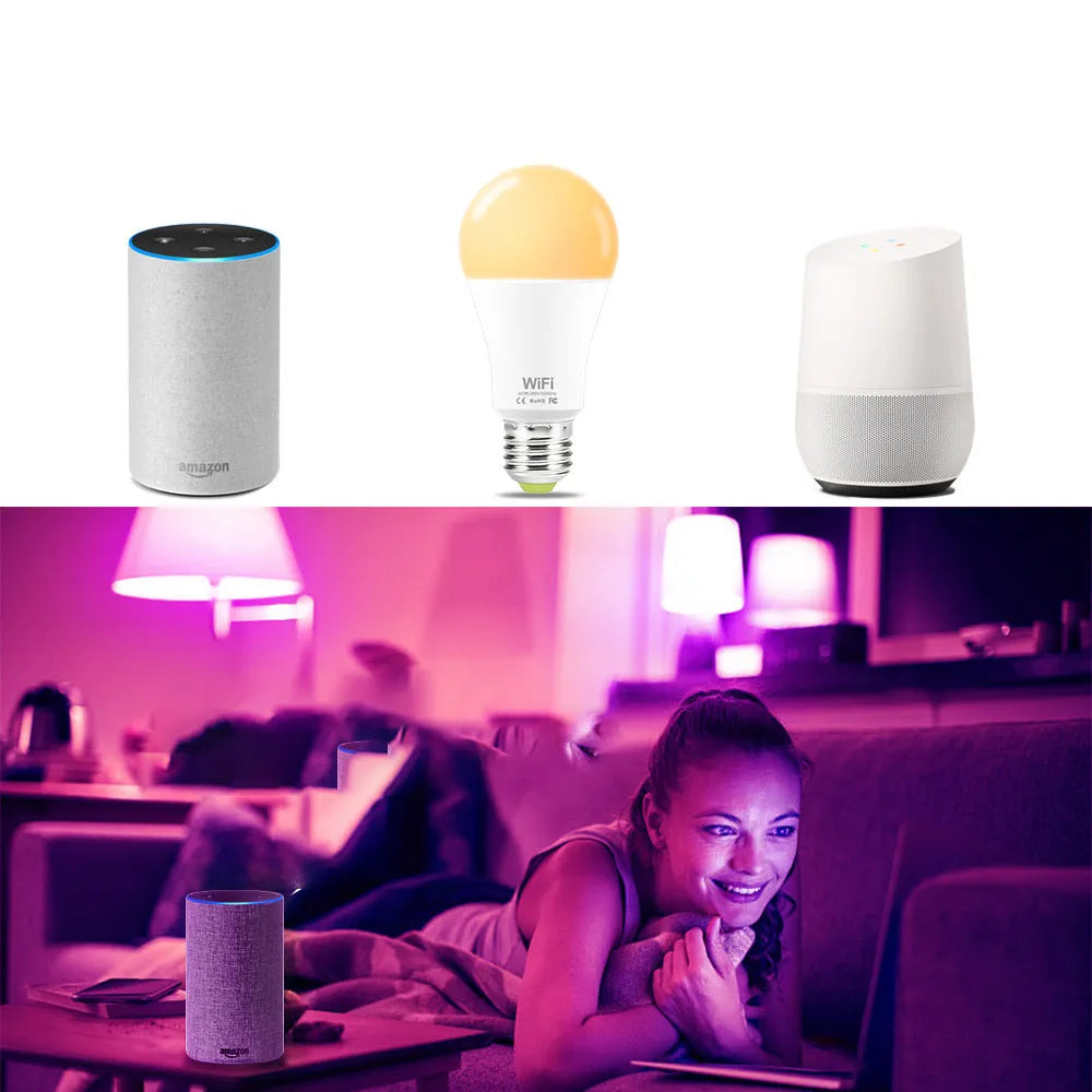 15W WiFi smart light bulb with RGB colour and white light options for E27 and B22 fittings