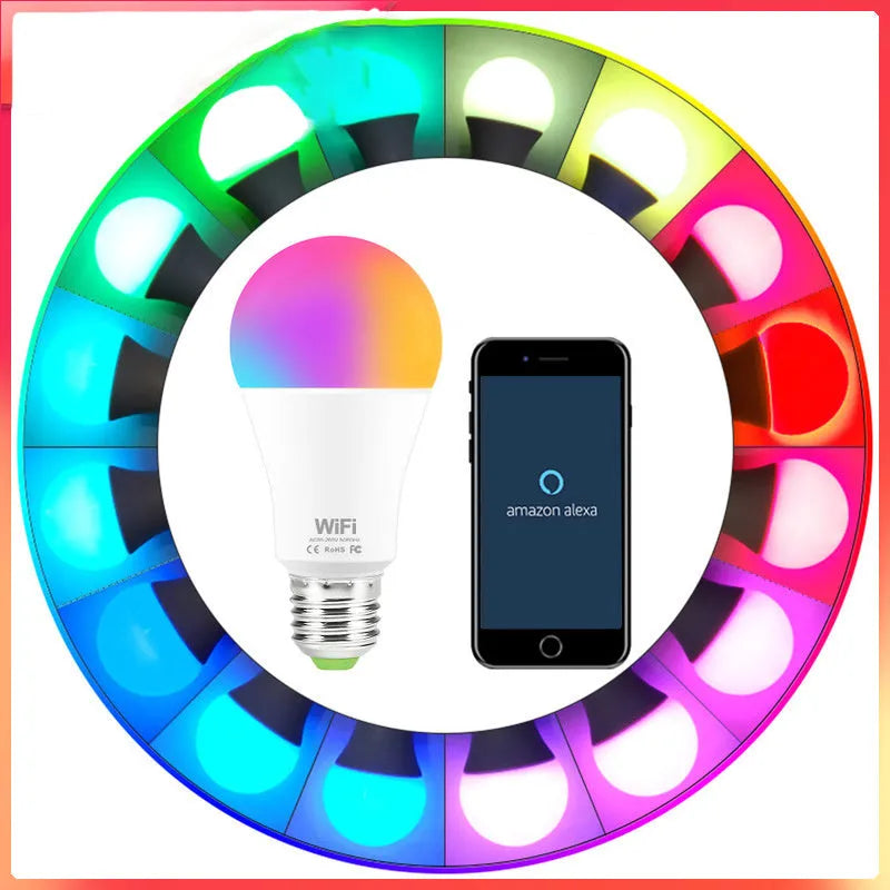 15W WiFi smart light bulb with RGB colour and white light options for E27 and B22 fittings