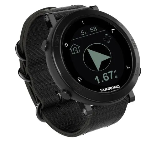 Beidou GPS sports watch with stainless steel bezel showing heart rate monitoring display