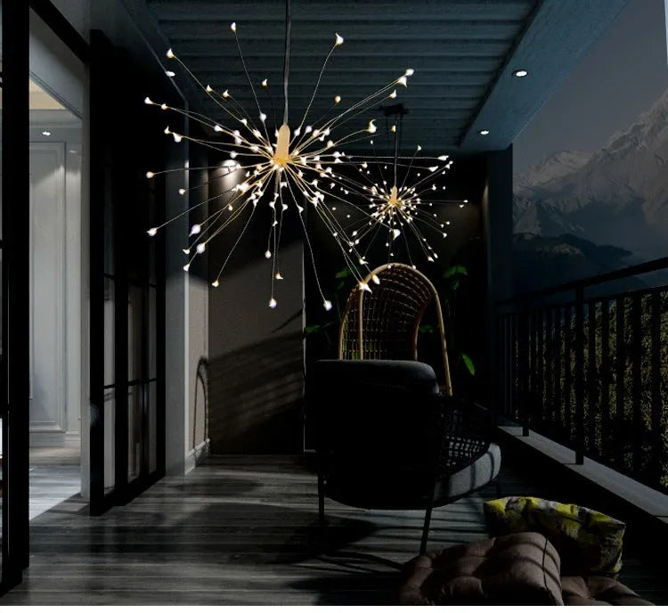 Solar LED meteor shower light with multiple warm white LED strings for indoor or outdoor decorative lighting