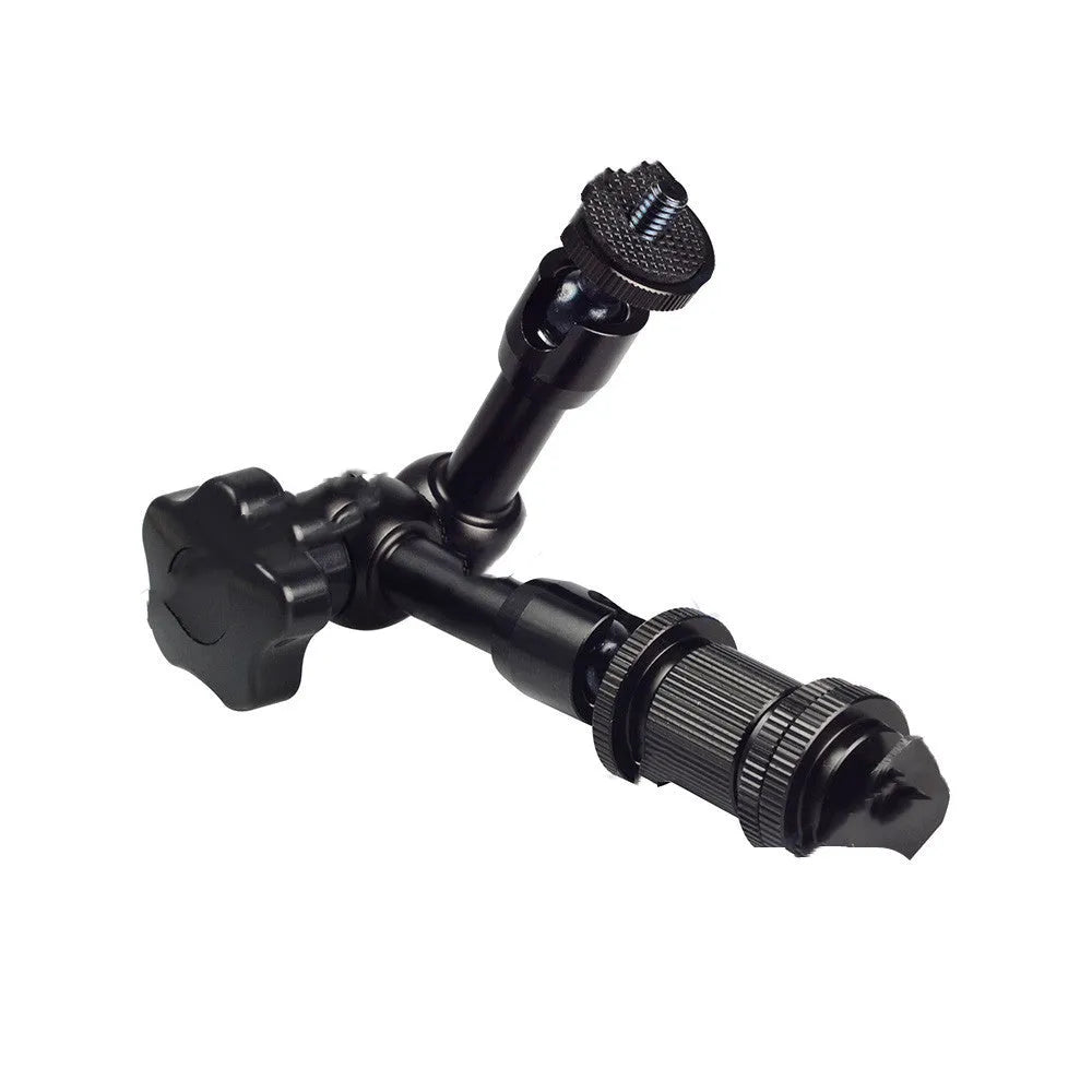 Black 7-inch metal magic friction arm with dual ball heads for DSLR camera accessory mounting