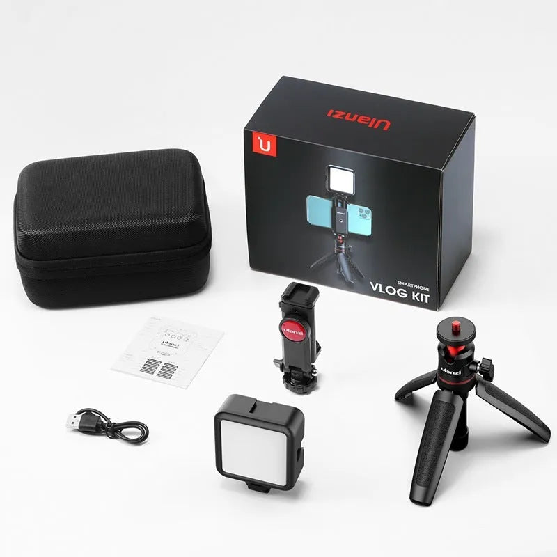 Combo 8 mobile phone vlog selfie stick set with fill light bracket and phone stand