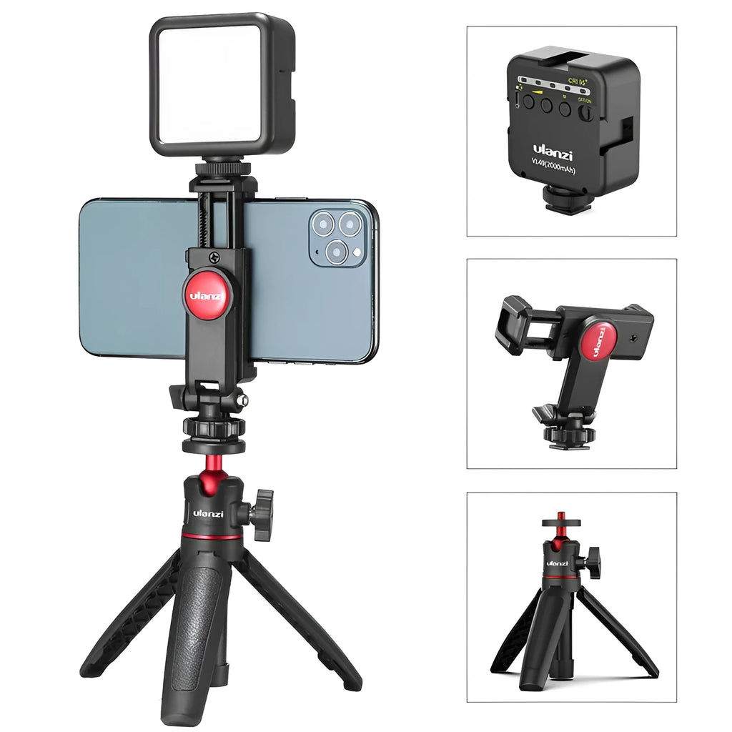 Combo 8 mobile phone vlog selfie stick set with fill light bracket and phone stand
