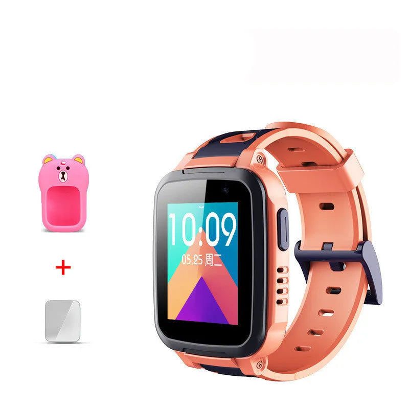 SE5 blue children's smart watch with stainless steel band on a wrist
