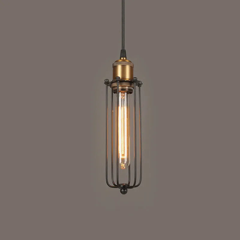Brown Nordic retro industrial iron gladiator chandelier with a fishing line design.