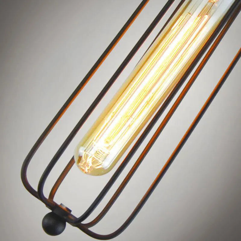 Brown Nordic retro industrial iron gladiator chandelier with a fishing line design.