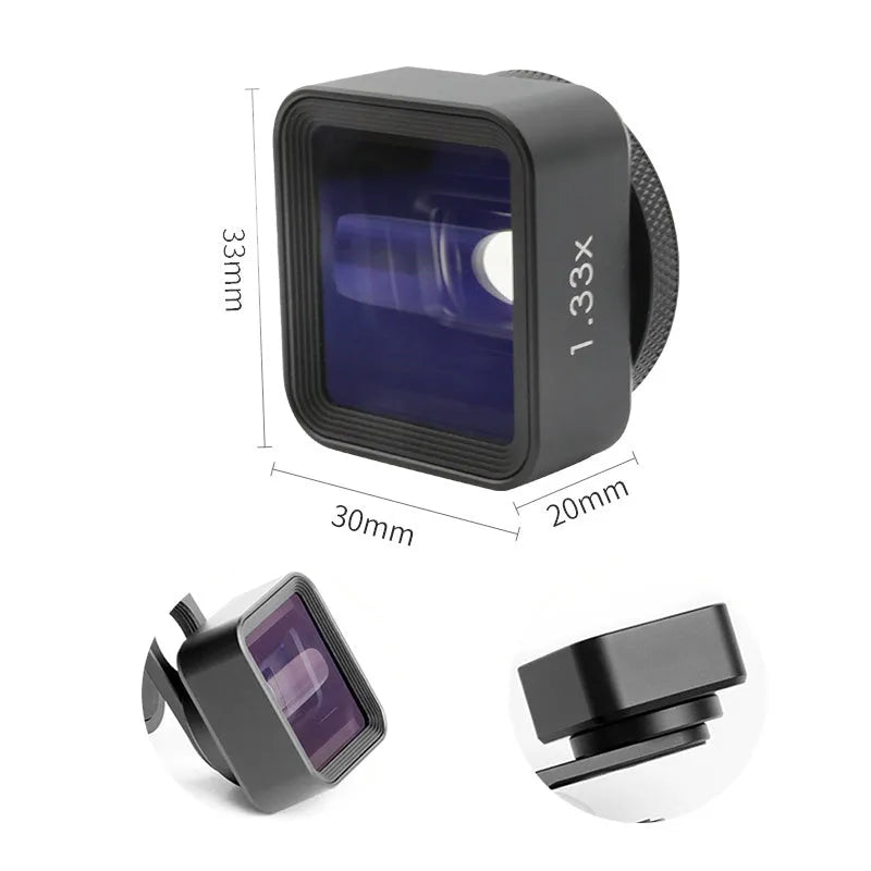 SANYK black mobile phone anamorphic lens with 1.33x magnification for 2.40:1 widescreen video