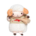 Little Sheep plush crossbody bag with lamb pattern in blue colour showing front zipper closure