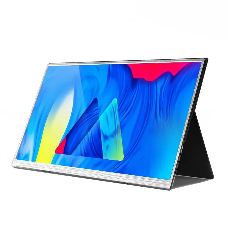 Zeuslap 15-inch portable IPS monitor showing gaming display with HDMI and USB-C cables