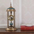 Nordic rectangular pendulum clock ornament with metal and glass construction showing pointer and LCD displays