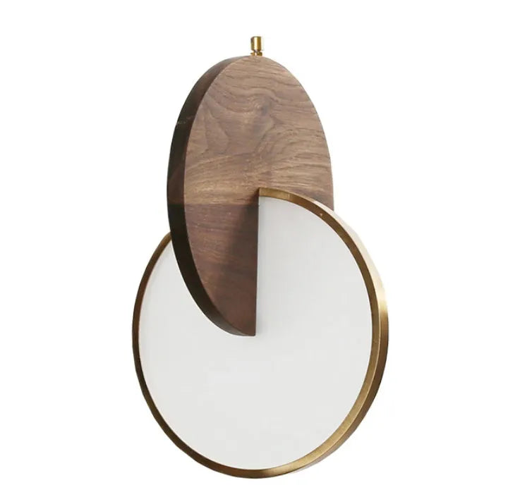 Long-line walnut solid wood wall chandelier with carving details and warm white lighting