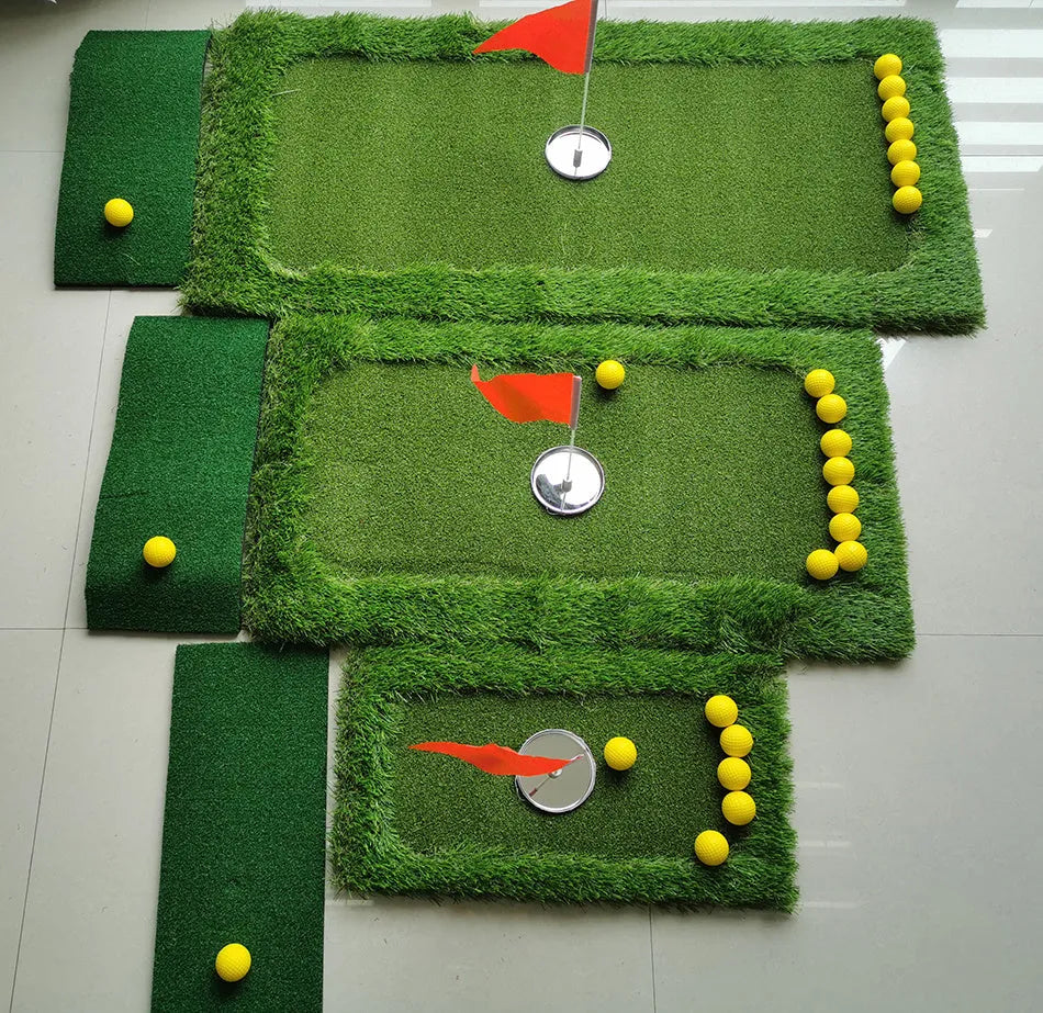 Green golf training mat with PP synthetic grass surface and EVA base in various size options