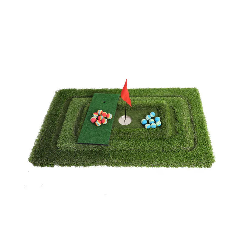 Green golf training mat with PP synthetic grass surface and EVA base in various size options