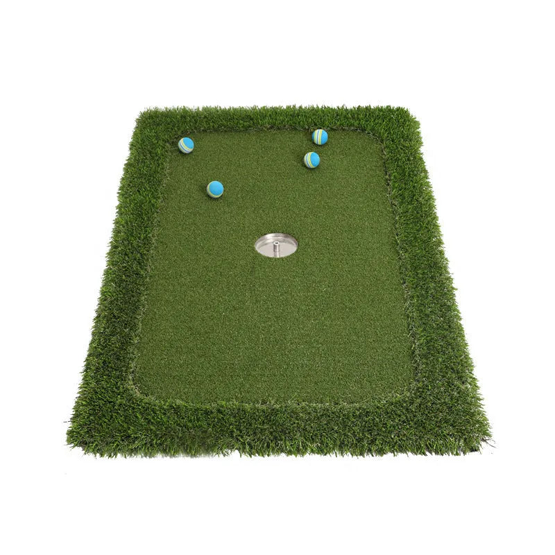 Green golf training mat with PP synthetic grass surface and EVA base in various size options