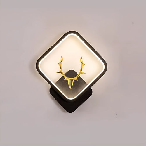 Deer antler wall lamp with remote control in round white or diamond black designs