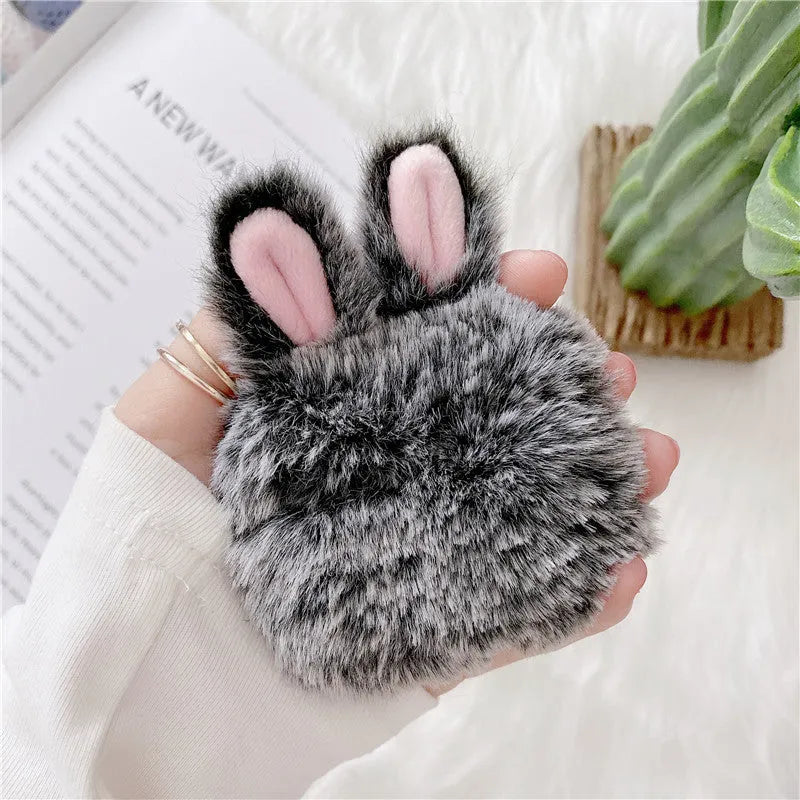 Pink rabbit ears silicone protective cover for Apple AirPods wireless headphones