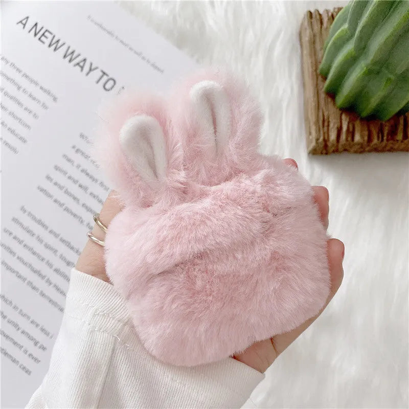 Pink rabbit ears silicone protective cover for Apple AirPods wireless headphones