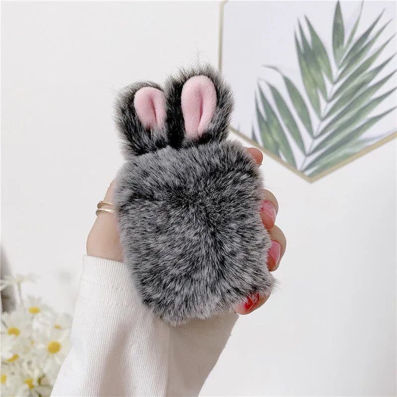 Pink rabbit ears silicone protective cover for Apple AirPods wireless headphones