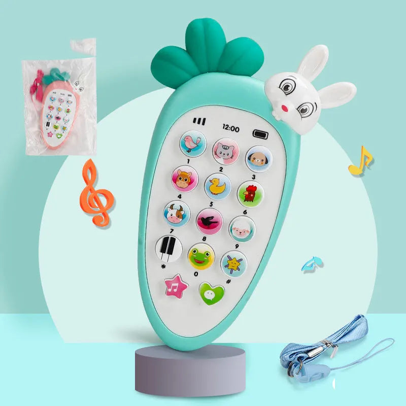 Baby electronic simulation phone toy in bright colours with educational buttons