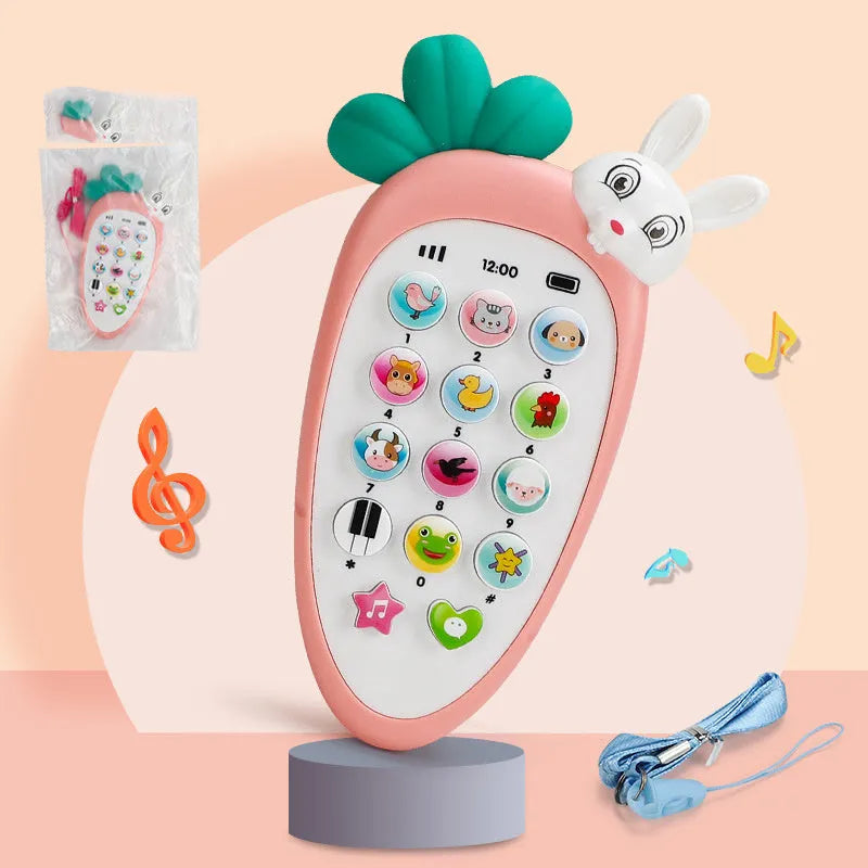 Baby electronic simulation phone toy in bright colours with educational buttons