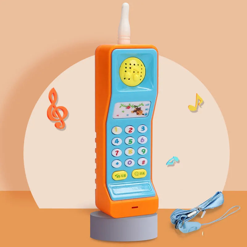 Baby electronic simulation phone toy in bright colours with educational buttons