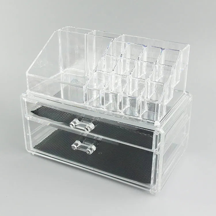 Transparent foldable acrylic makeup storage case with 18 litre capacity