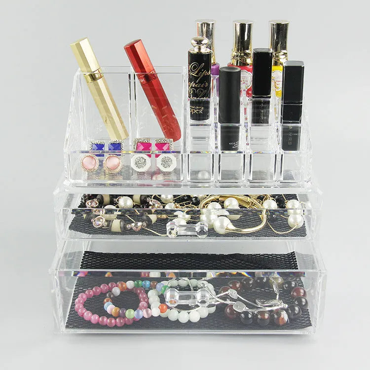 Transparent foldable acrylic makeup storage case with 18 litre capacity