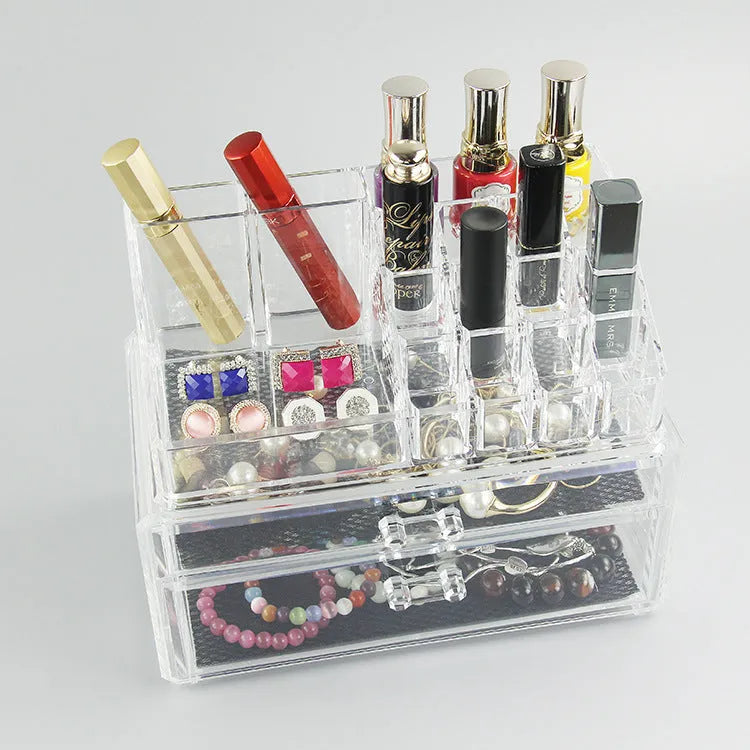 Transparent foldable acrylic makeup storage case with 18 litre capacity